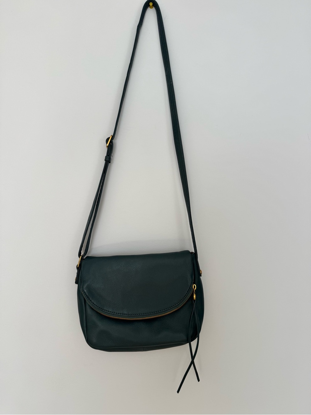 HOBO Deep Green Leather Crossbody with Gold Accents